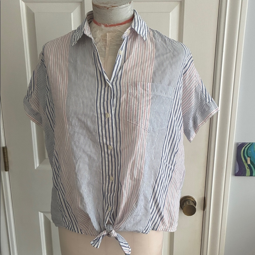 Madewell Blue and white Striped Button Down Shirt